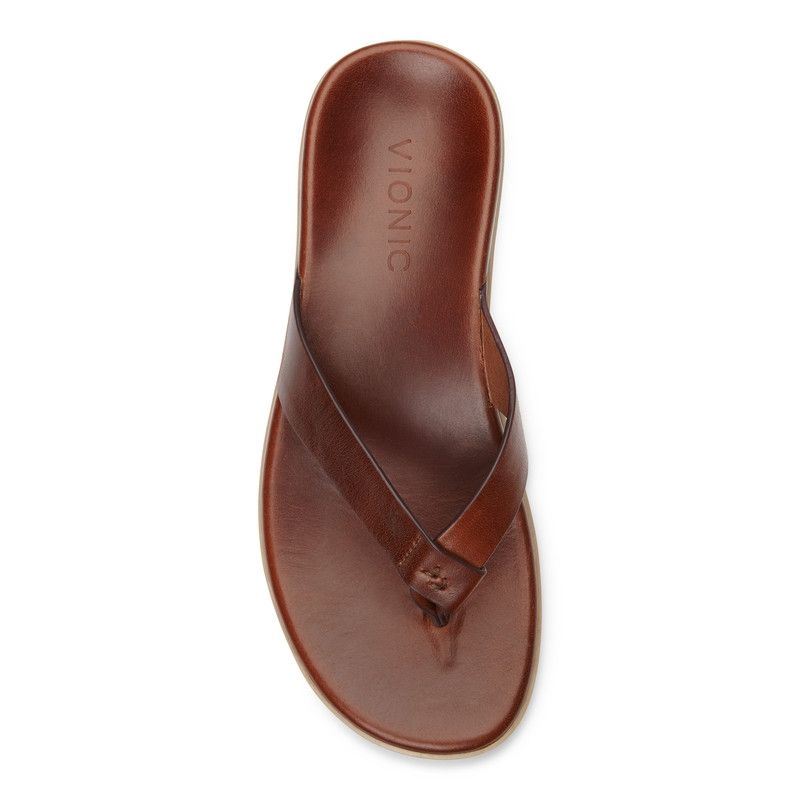 Vionic Elijah Toe Post Sandal Barna | uUQu4moe