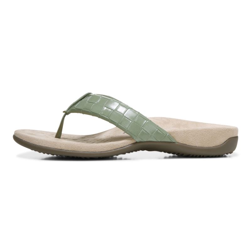 Vionic Layne Toe Post Sandal Olivazöld | WgFFlH8R