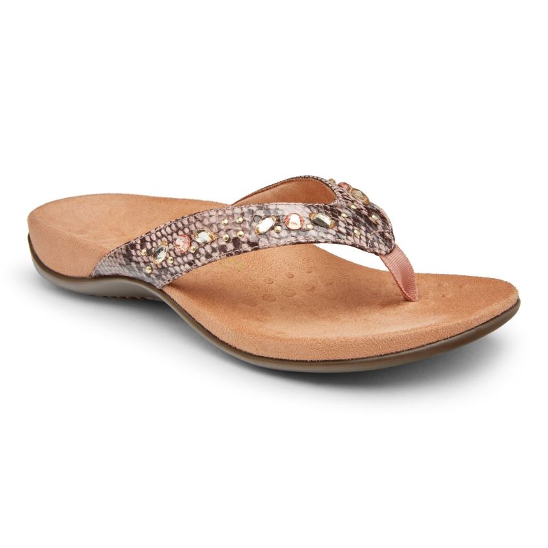 Vionic Lucia Toe Post Sandal Barna Kígyóbőr | ljVLOqNF