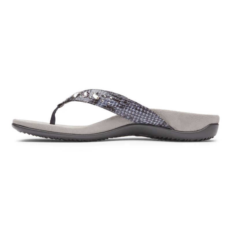 Vionic Lucia Toe Post Sandal Szürke Kígyóbőr | aXTDDtMR