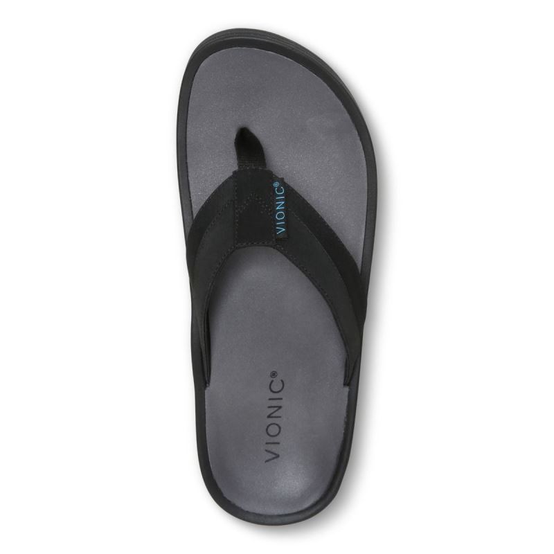 Vionic Wyatt Toe Post Sandal Fekete | D8AxN8sL