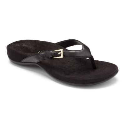 Vionic Kelby Toe Post Sandal Fekete | bYoGr7yL