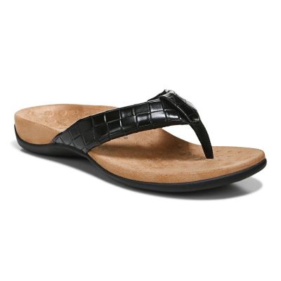 Vionic Layne Toe Post Sandal Fekete | Wm0mqe9X