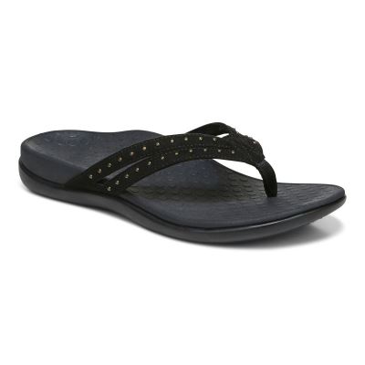 Vionic Tasha Toe Post Sandal Fekete | 4EtCc8dr