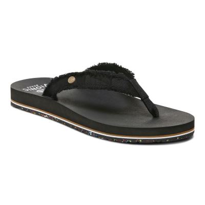 Vionic Unwind Toe Post Sandal Fekete | qD4u92zb