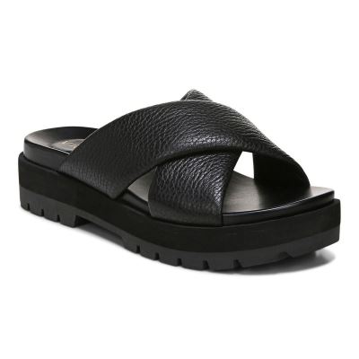 Vionic Vesta Flatform Lug Sandal Fekete | I70UmQq1